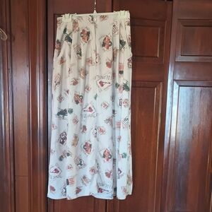 Vintage 100% Silk White Stag Full Length Skirt